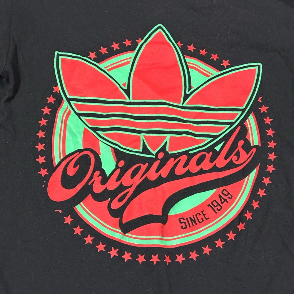 Adidas Women’s Black and Red Graphic Fitted Cap Sleeve Tee Size: S - Picture 3 of 5